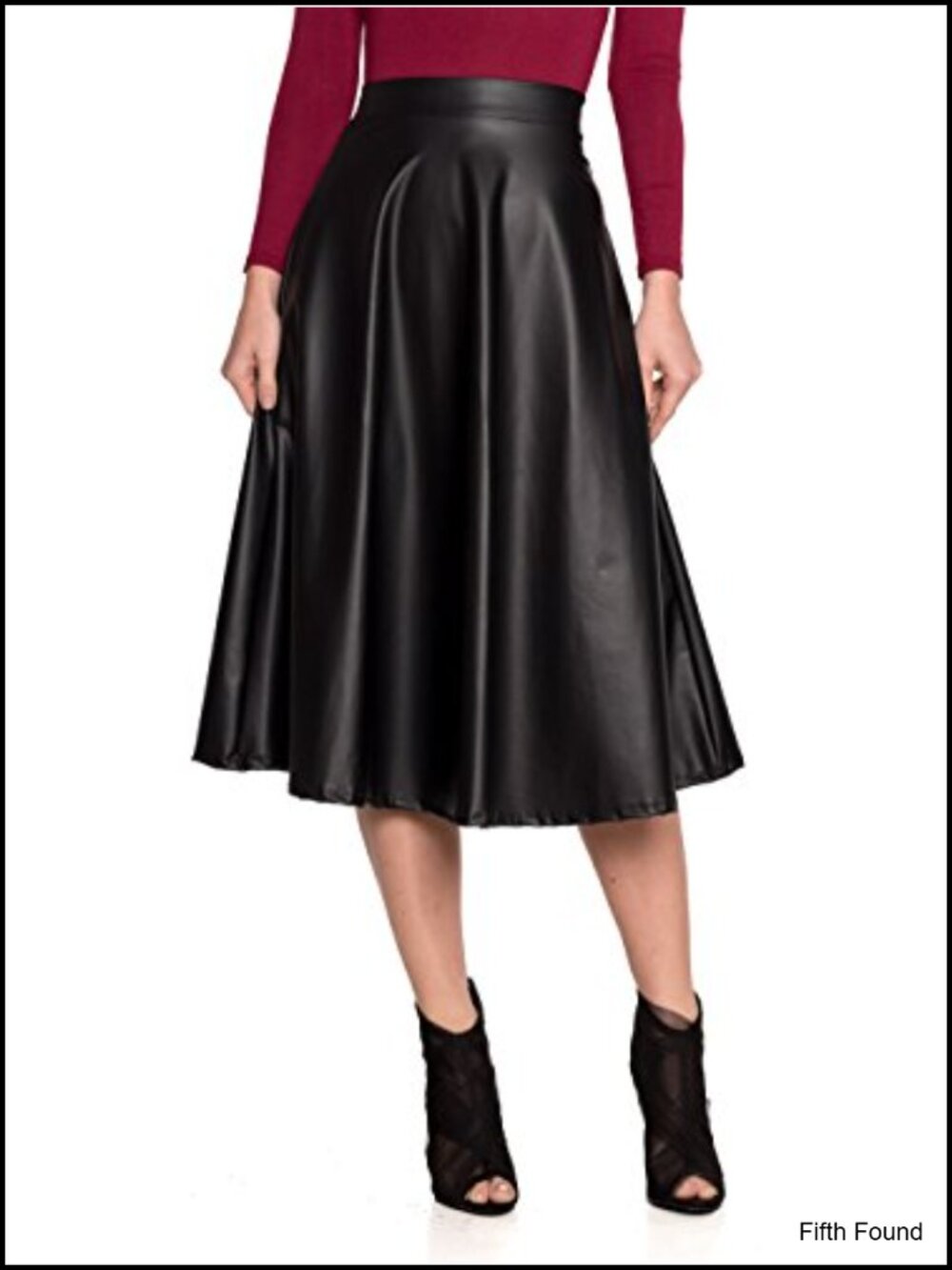 Faux Leather A-Line Flare Skirt Pull-On High Rise Mini
